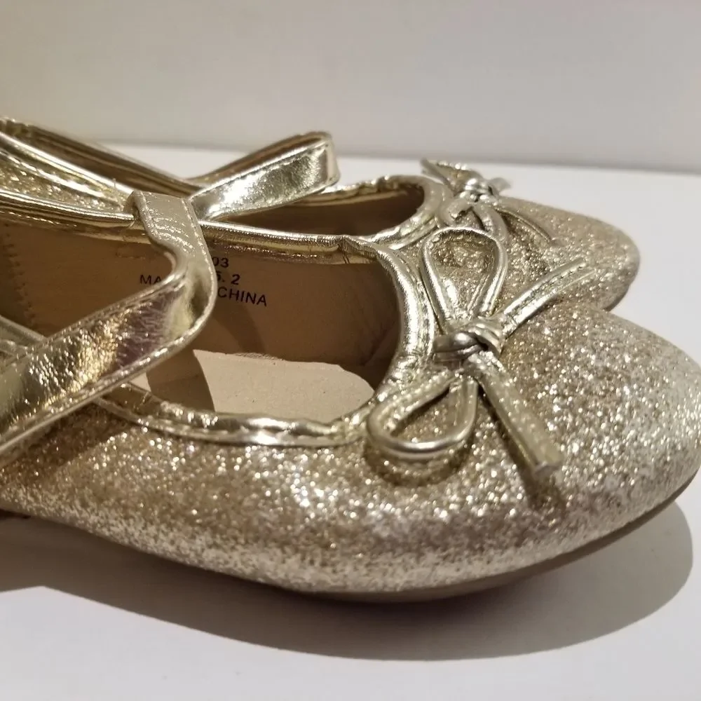 Thee Bro Toddler Girls Ballet Mary Jane Size 7 Gold Sparkle Formal